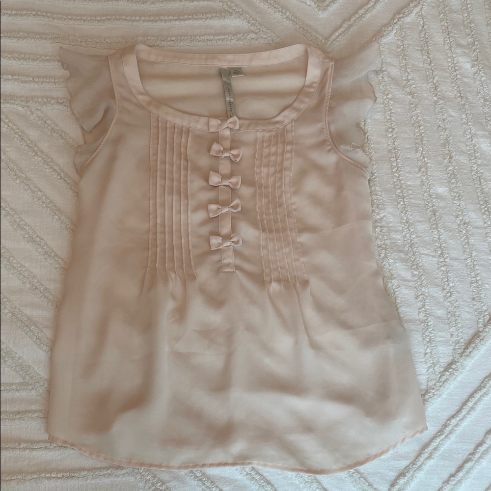 LC Lauren Conrad Pale Blush Pink Bow Front Camisole - Picture 2 of 5